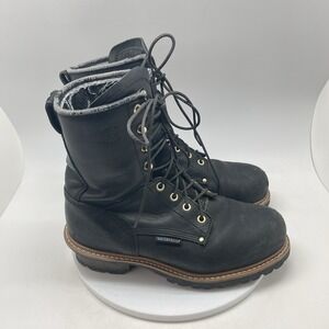 Carolina Elm Boots Mens 10 8" Leather Steel Safety‎ Toe Black Loggers Workwear